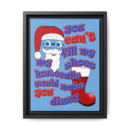 santa's shoes - framed canvas art (light blue)