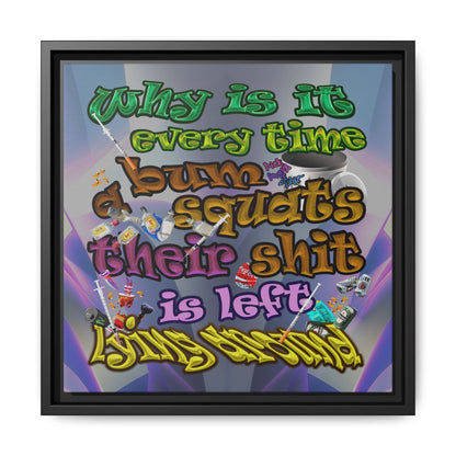 the bum's shit - framed canvas art (grey-pink wave)