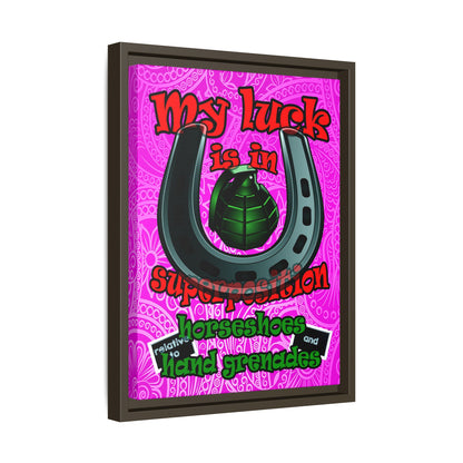 my luck - framed canvas art (pink swirl)
