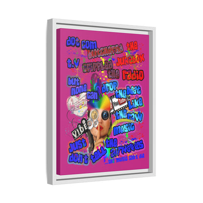 drop the beat - framed canvas art (pink)