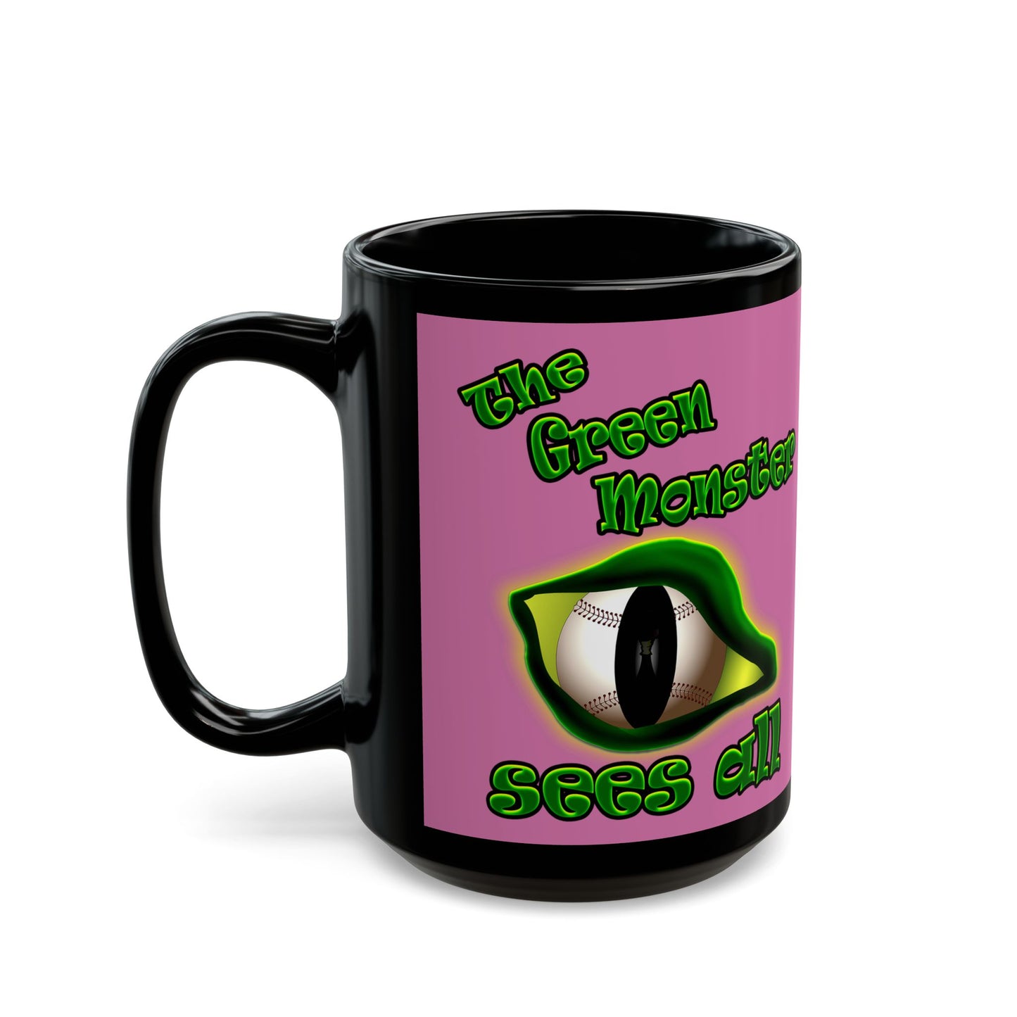 green monster - Black Mug (light pink)