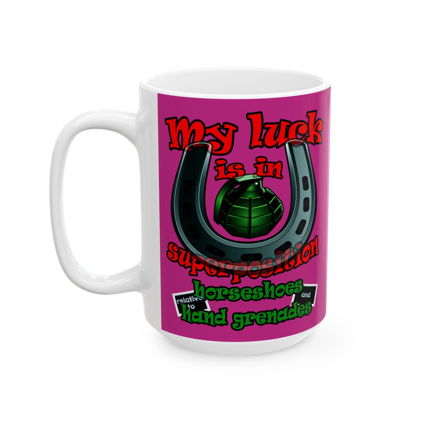 my luck - White Mug (pink)