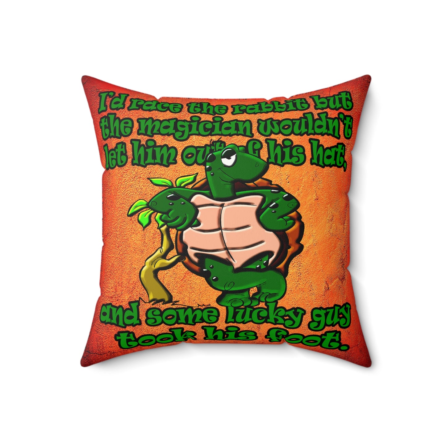 turtle race - Faux Suede Square Pillow - (burnt orange)