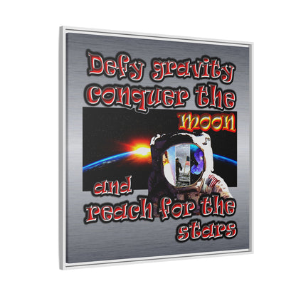 defy conquer reach - framed canvas art (brushed nickel)