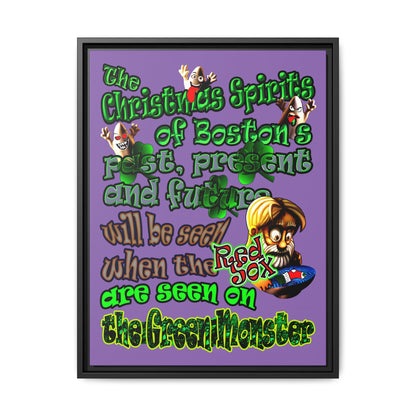 christmas spirits of boston - framed canvas art (light purple)