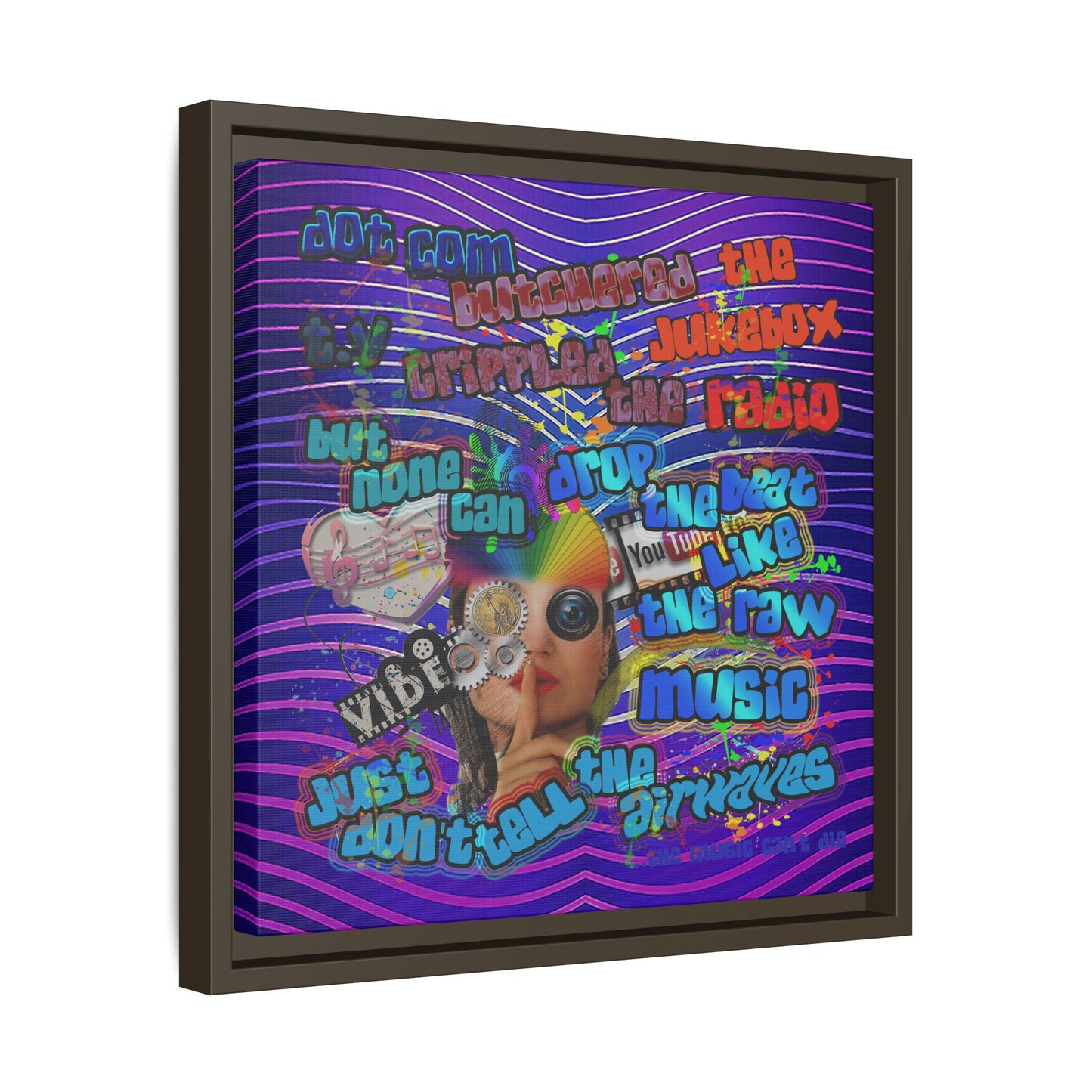 drop the beat - framed canvas art (purple wave)
