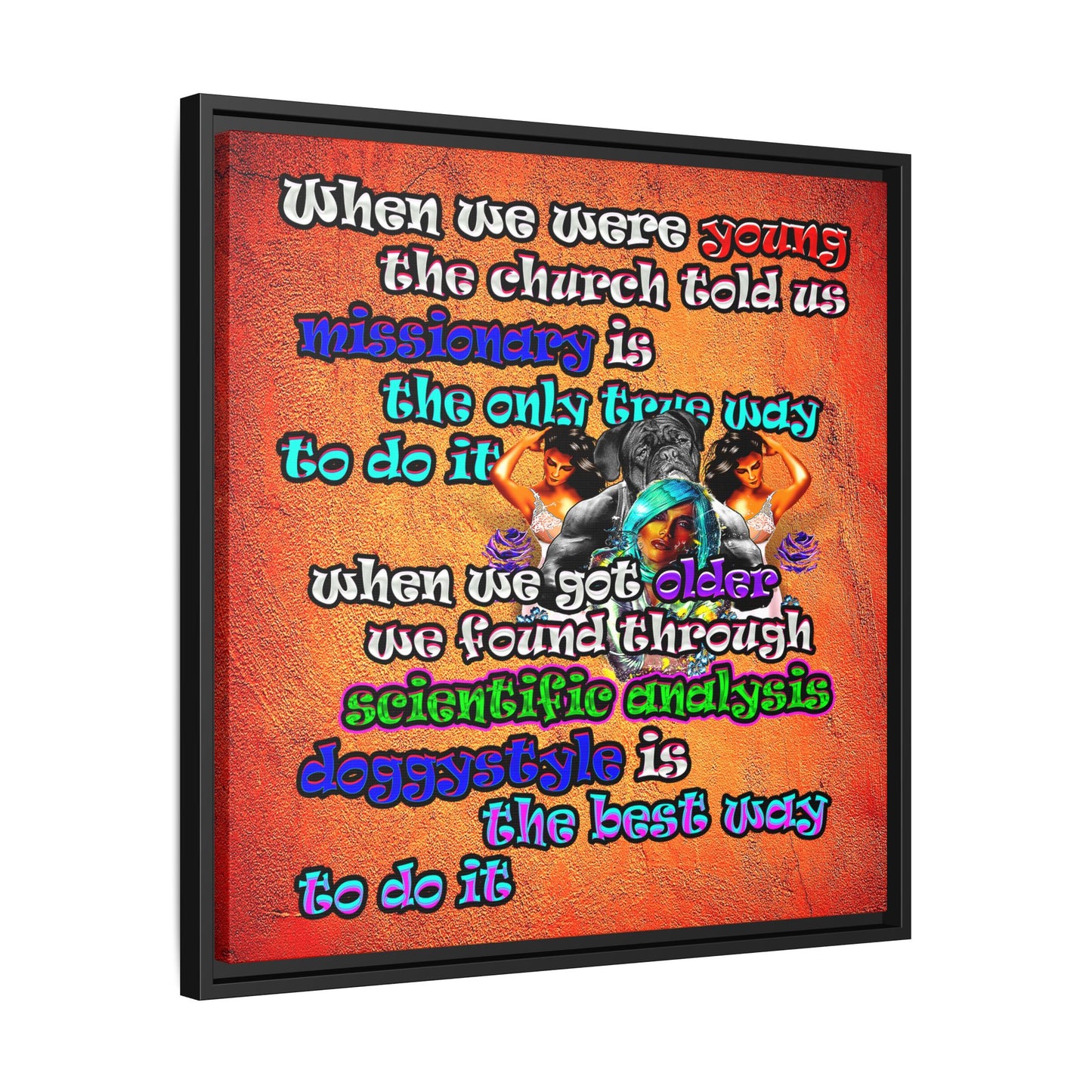 doggystyle - framed canvas art (burnt orange)