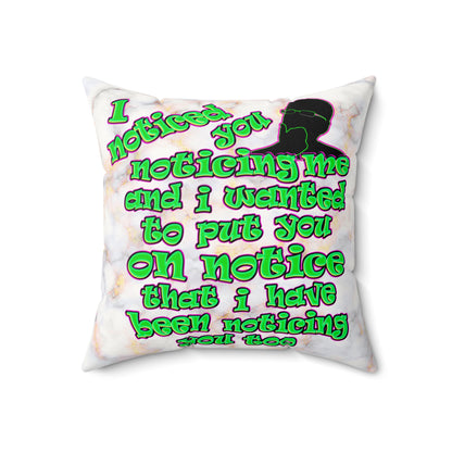 noticed you noticing - Faux Suede Square Pillow - (white marble)