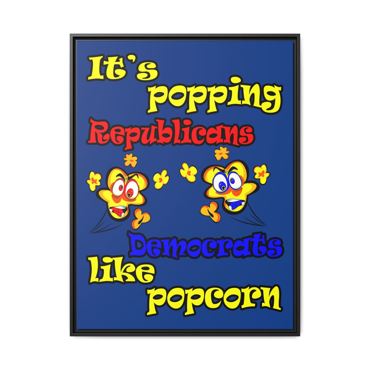 popping like popcorn - framed canvas art (dark blue)
