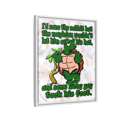 turtle race - framed canvas art (white marble)