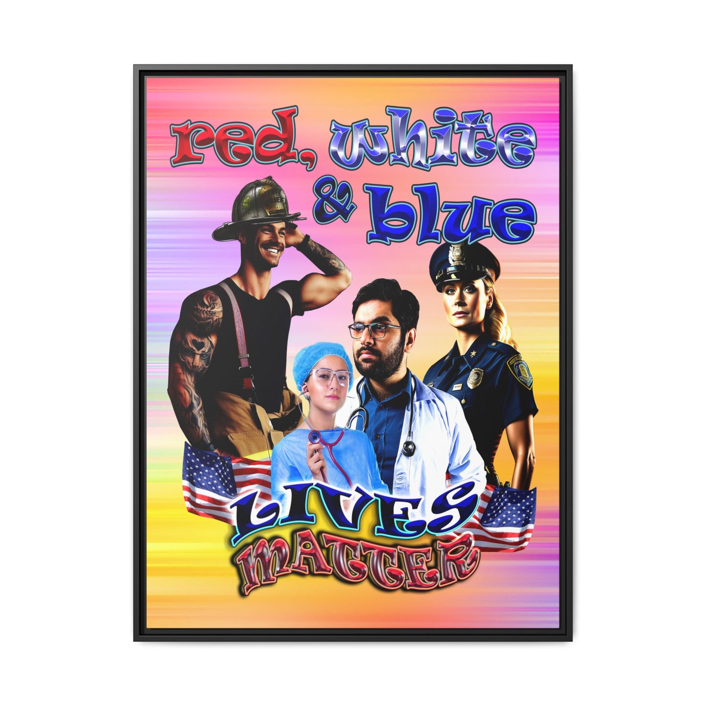 rw&b lives matter - framed canvas art (color blur)