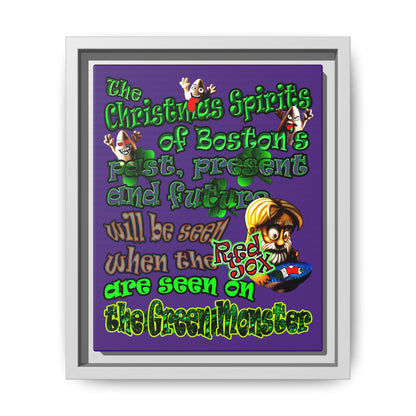 christmas spirits of boston - framed canvas art (purple)