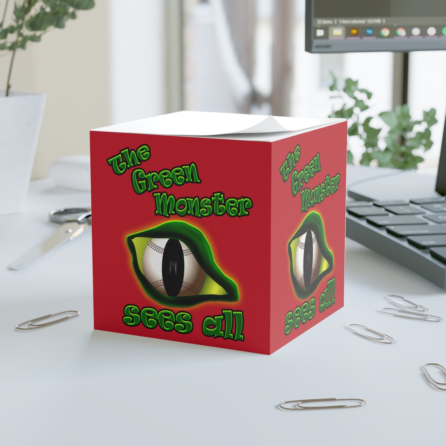 green monster - note cube (dark red)