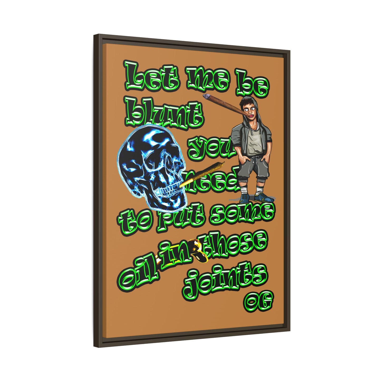 og - framed canvas art (light brown)