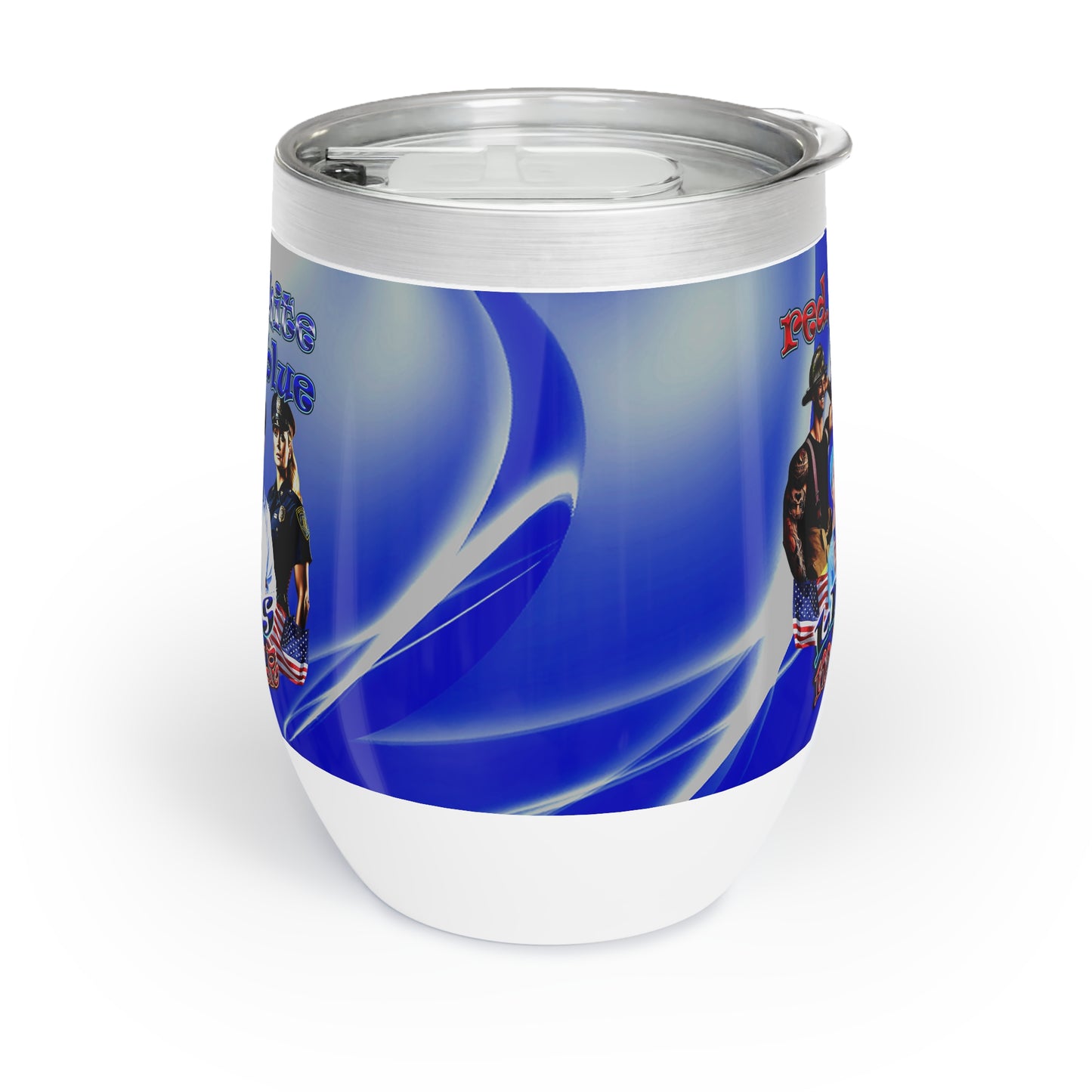 rw&b lives matter - Chill Wine Tumbler (blue-white wave)