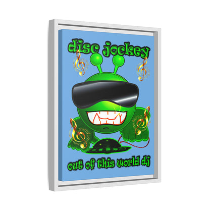 disc jockey - framed canvas art (light blue)
