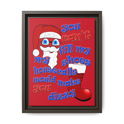 santa's shoes - framed canvas art (dark red)