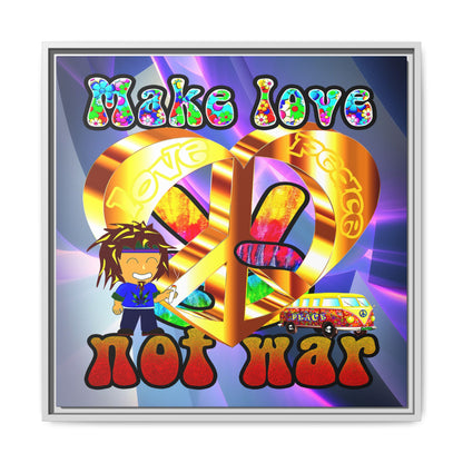 love peace - framed canvas art (grey-pink wave)