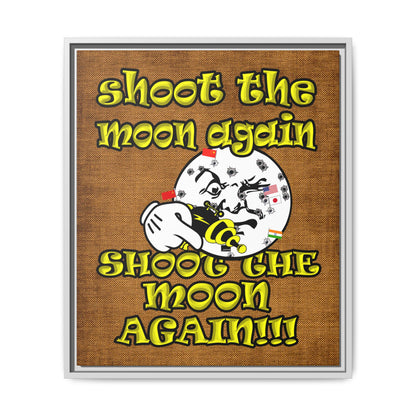 shoot the moon again - framed canvas art (brown papyrus)