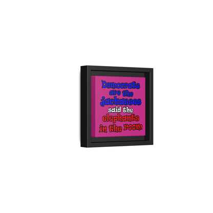 donkeys and elephants - framed canvas art (pink)