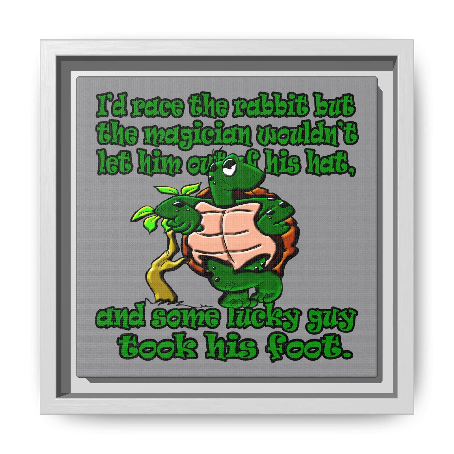 turtle race - framed canvas art (grey)