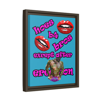hoes b4 bros - framed canvas art (turquoise)