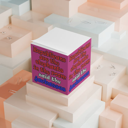 donkeys and elephants - note cube (pink)