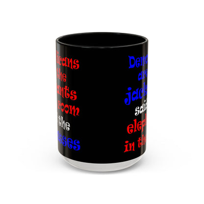 donkeys and elephants - Accent Mug (black)