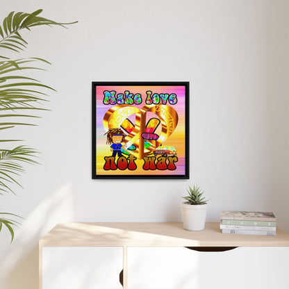 love peace - framed canvas art (color blur)