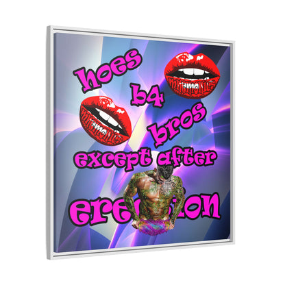 hoes b4 bros - framed canvas art (grey-pink wave)