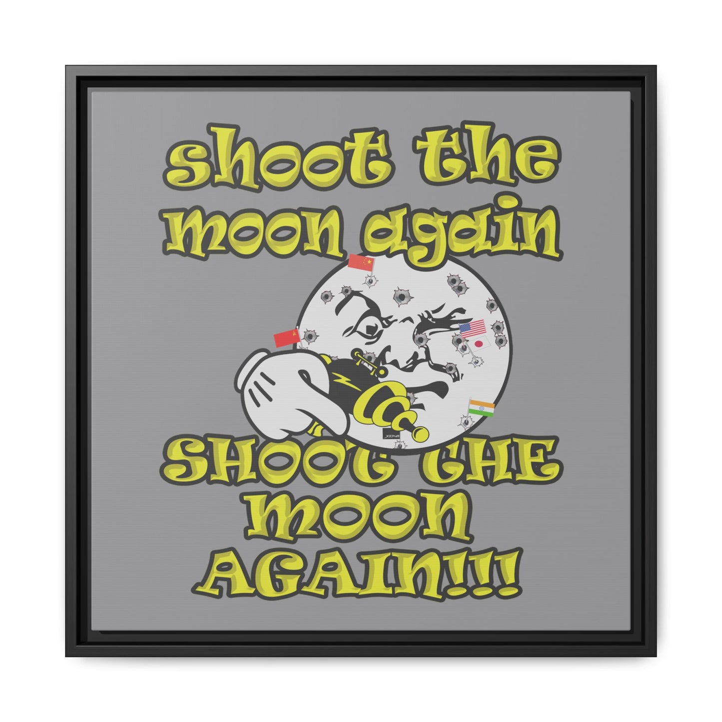 shoot the moon again - framed canvas art (grey)