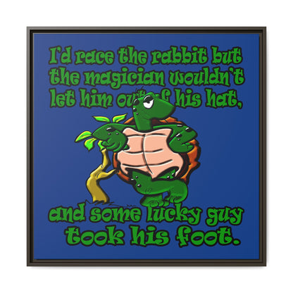 turtle race - framed canvas art (dark blue)