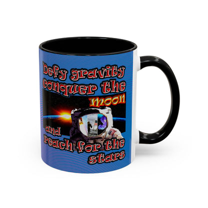 defy conquer reach - Accent Mug (light blue-purple wave)
