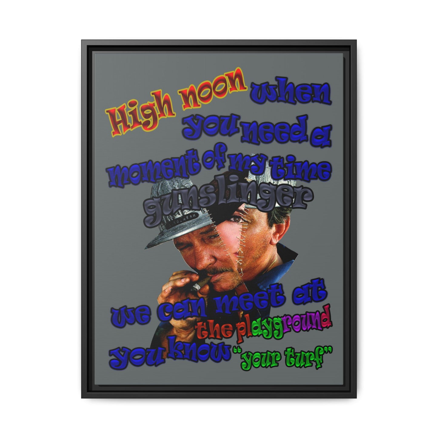 high noon - framed canvas art (dark grey)