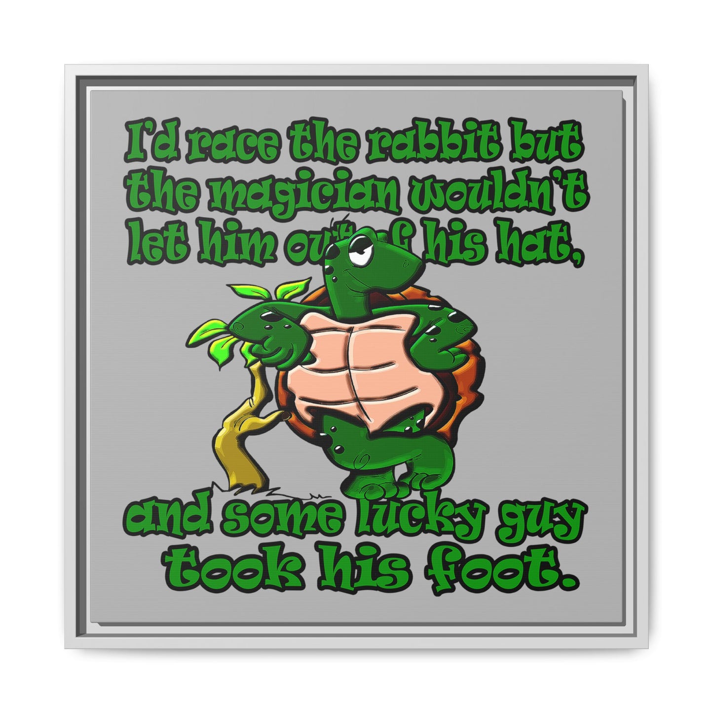 turtle race - framed canvas art (light grey)