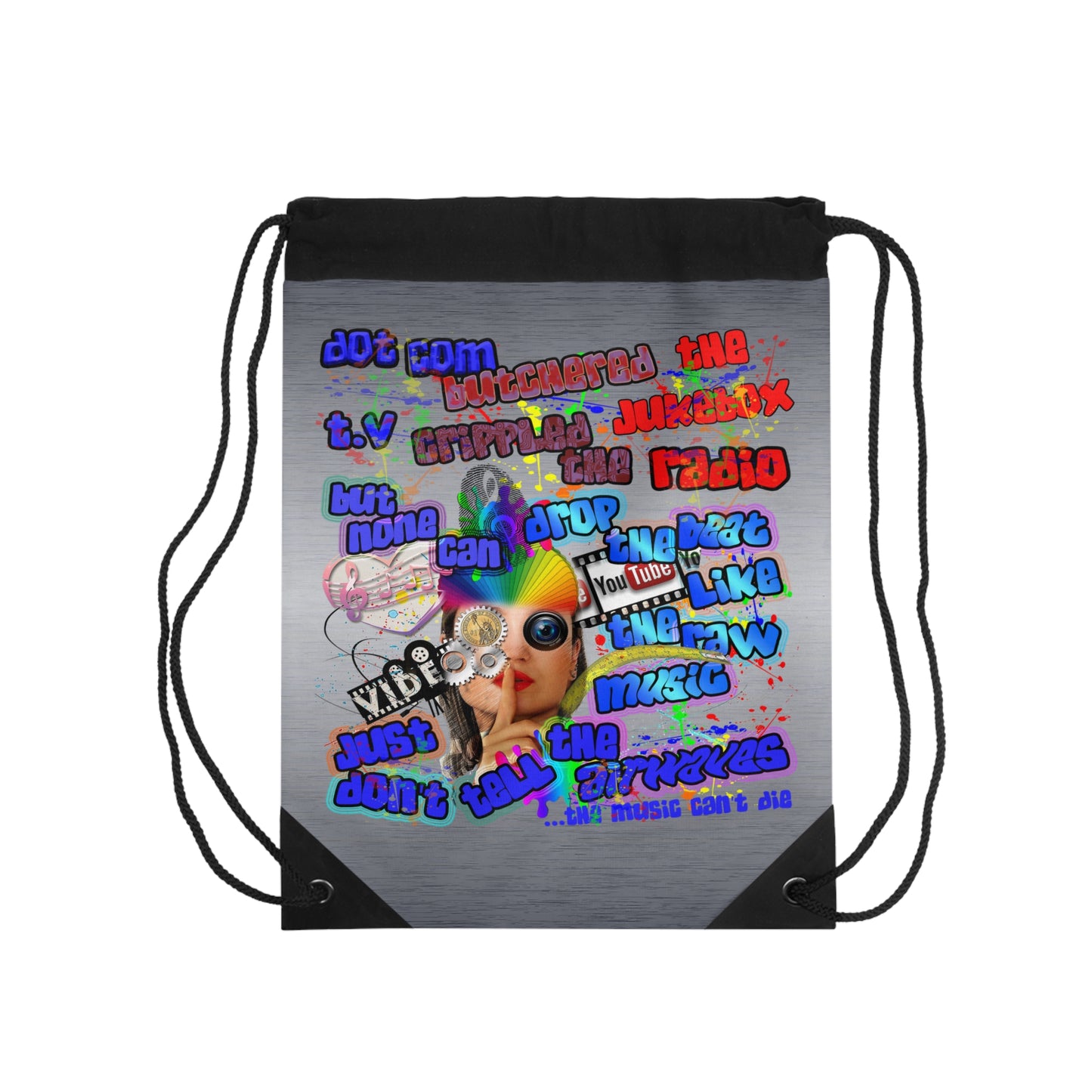 drop the beat - Drawstring Bag (brushed nickel)