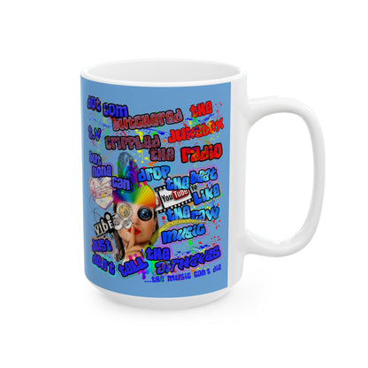 drop the beat - White Mug (light blue)