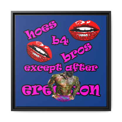 hoes b4 bros - framed canvas art (dark blue)