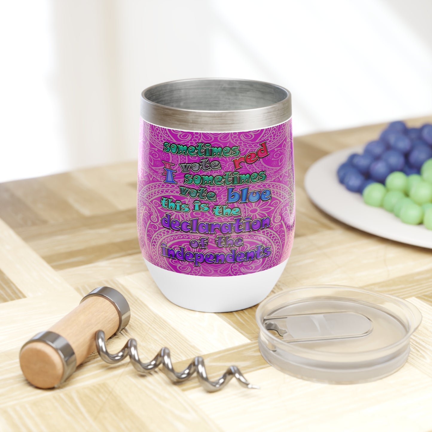 declaration of the independents - Chill Wine Tumbler (pink swirl)