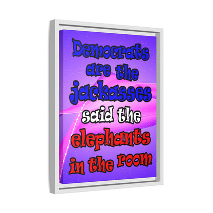 donkeys and elephants - framed canvas art (purple-pink wave)