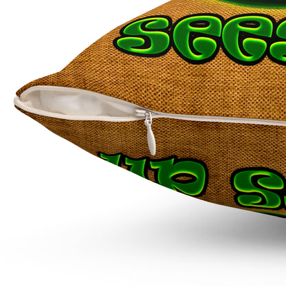 green monster - Spun Polyester Square Pillow - (dichromatic brown papyrus)