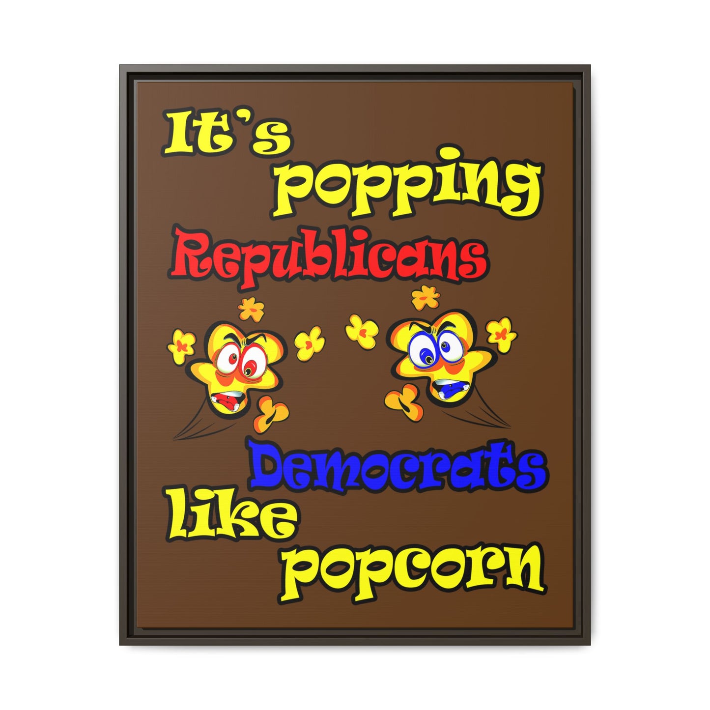 popping like popcorn - framed canvas art (brown)