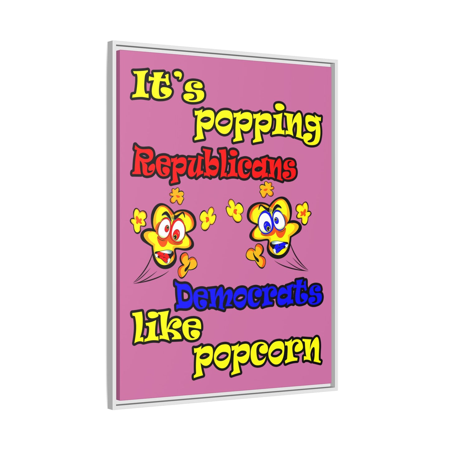 popping like popcorn - framed canvas art (light pink)