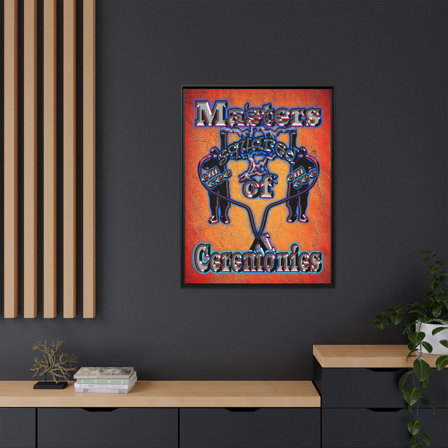 em cee squared - framed canvas art (burnt orange)