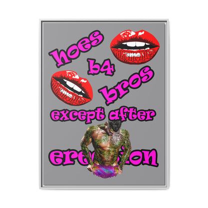 hoes b4 bros - framed canvas art (grey)