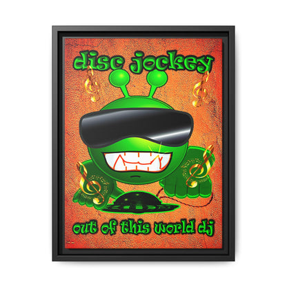 disc jockey - framed canvas art (burnt orange)