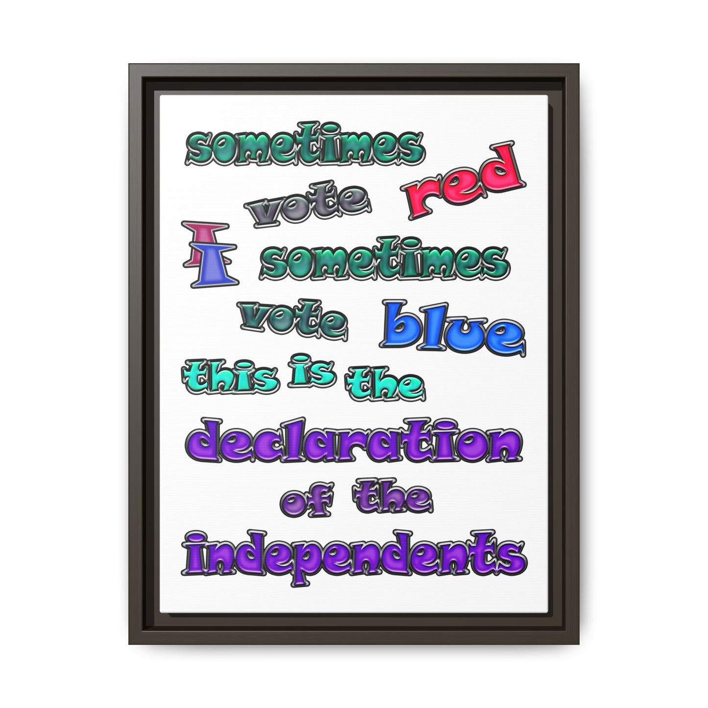 declaration of the independents - framed canvas art (white)