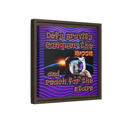 defy conquer reach - framed canvas art (purple wave)