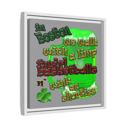 celtics logo - framed canvas art (grey)