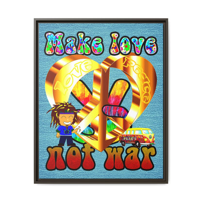 love peace - framed canvas art (faded blue)